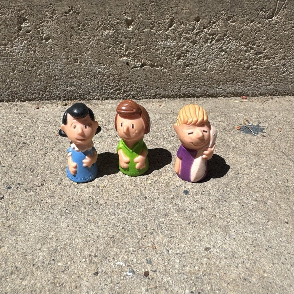 1950s Peanuts Finger Puppets Lucy, Linus & Peppermint Patty Lot Of 3 Vintage
